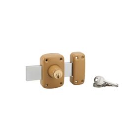 Verrou double entrée Corvette pour porte de garage, cylindre 30mm, pêne 160mm, acier, 3 clés, époxy bronze - THIRARD