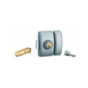 Verrou double entrée Universel ajustable pour entrée, HG 5, dim. cylindre de 35 à 80mm, acier, 5 clés, epoxy argent  - THIRARD
