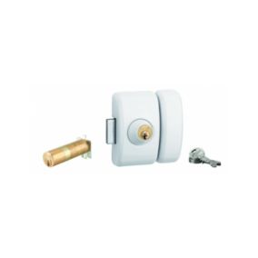 Verrou double entrée Universel ajustable pour entrée, HG 5, dim. cylindre de 35 à 80mm, acier, 5 clés, epoxy blanc  - THIRARD
