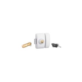 Verrou double entrée Universel ajustable pour entrée, HG 5+, dim. cylindre de 35 à 80mm, acier, 5 clés, epoxy blanc  - THIRARD