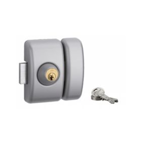 Verrou double entrée Universel pour porte d'entrée, cylindre 45mm, acier, 3 clés, epoxy argent - THIRARD