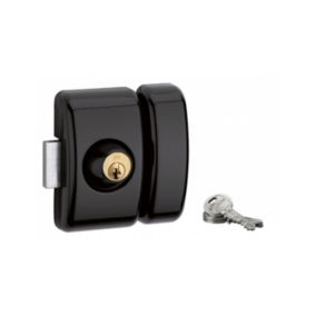 Verrou double entrée Universel pour porte d'entrée, cylindre 45mm, acier, 3 clés, epoxy noir - THIRARD