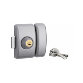 Verrou double entrée Universel pour porte d'entrée, cylindre 45mm, acier, 4 clés, epoxy argent - THIRARD