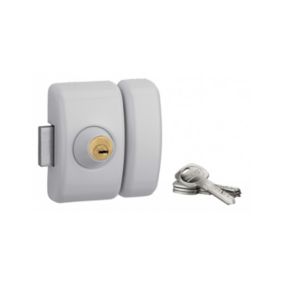 Verrou double entrée Universel pour porte d'entrée, cylindre 45mm, acier, 4 clés, epoxy blanc - THIRARD