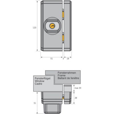 Verrou pour fenêtre/baie Abus acier blanc