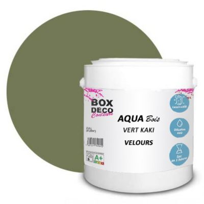 Vert Kaki Peinture meuble bois acrylique aspect velours-satin Aqua Bois - Vert Kaki - 2.5L
