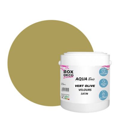 Vert Olive Peinture meuble bois acrylique aspect velours-satin Aqua Bois - Vert Olive - 2.5L