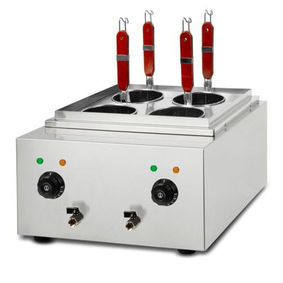 VERTES Cuiseur à pâtes Professionnel, électrique, 2x 1700 watts, 2 cuves de cuisson séparées de 6 litres chacune, 4 paniers