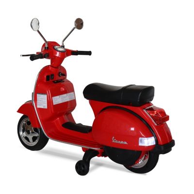 Vespa rouge PX150. scooter électrique pour enfants 12V 4.5Ah. 1 place avec autoradio