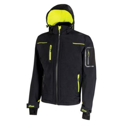 Veste softshell de travail SPACE FU187BC Noir Carbone/Jaune Fluo - haute visibilité 2XL