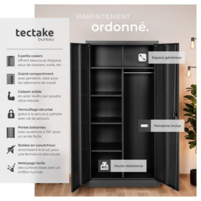 Vestiaire métallique comprenant 6 casiers et 1 penderie intégrée en Acier lâqué époxy