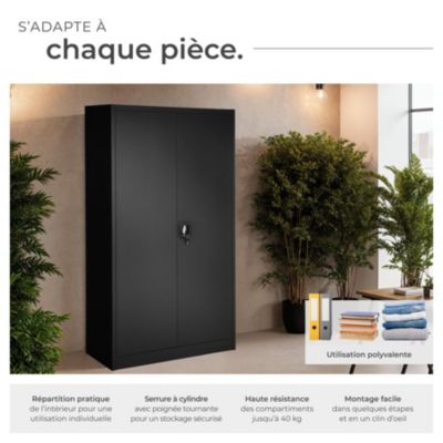 Vestiaire métallique comprenant 6 casiers et 1 penderie intégrée en Acier lâqué époxy