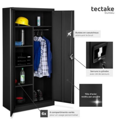 Vestiaire métallique comprenant 6 casiers et 1 penderie intégrée en Acier lâqué époxy