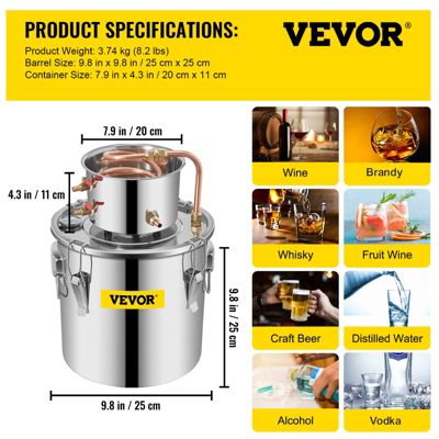 VEVOR 12L Cuve de Fermentation Acier Inox, Stockage Brassage, Kit de Brassage/Distillateur.