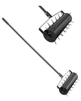 VEVOR Aérateur pelouse roulant 533.4mm, 33 pointes fer, poignée amovible, jardin.
