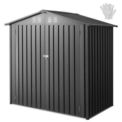 VEVOR Abri de Jardin en Métal Cabine de Rangement d'Extérieur 186 x 121 cm Gris