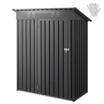 VEVOR Abri de Jardin Métal Cabine de Rangement d'Extérieur 153,3x87,6 cm Gris
