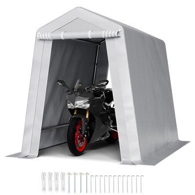 VEVOR Abri jardin 183x245cm, tente rangement portable. Double porte zippée. Pour motos, vélos, outils. Gris.
