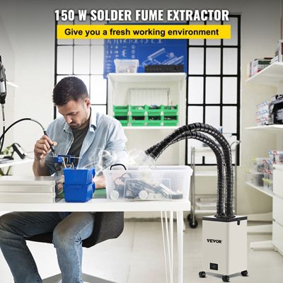 VEVOR Absorbeur fumée 150W pour soudure 4500 tr min, 28x28x43 cm, tuyaux flexibles 1,2 m.