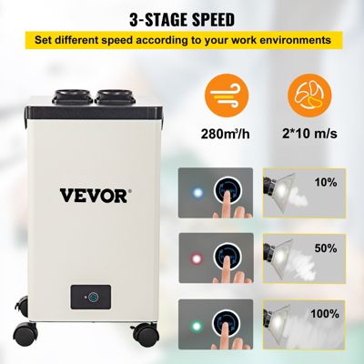 VEVOR Absorbeur fumée 150W pour soudure 4500 tr min, 28x28x43 cm, tuyaux flexibles 1,2 m.