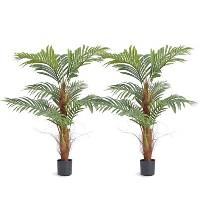 VEVOR Arbre artificiel palmier 1219 mm, 2 plantes PE, pot 127x113 mm. Décoration intérieur/extérieur.