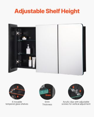 VEVOR Armoire pharmacie 1017x647mm, miroir, 4 étagères.