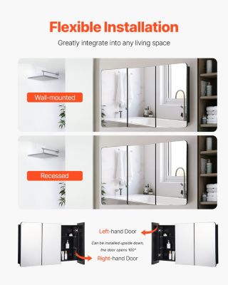 VEVOR Armoire pharmacie 1017x647mm, miroir, 4 étagères.