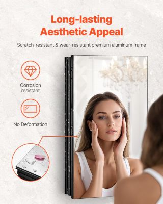 VEVOR Armoire pharmacie 355x610mm, miroir, étagères réglables.