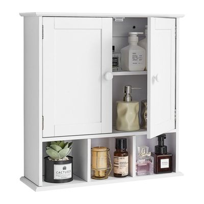 VEVOR Armoire à pharmacie murale de salle de bain 2 portes et étagères blanc