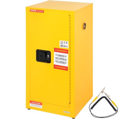 VEVOR Armoire sécurité anti-feu 60.6L, acier. 85x37x37 cm, jaune. Pour liquides inflammables.