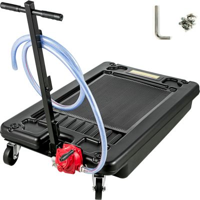 VEVOR Bac vidange 64L, chariot roulettes, tuyau 2.4m. Récupérateur huile pour voiture.