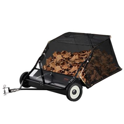 VEVOR Balayeuse gazon a tracter 42 po 12 pi3 ramasse feuilles. Hauteur reglable deversement.