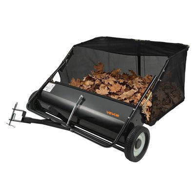 VEVOR Balayeuse à Gazon Tractée Balai Ramasseur 111,8 cm 708 L Hauteur Réglable