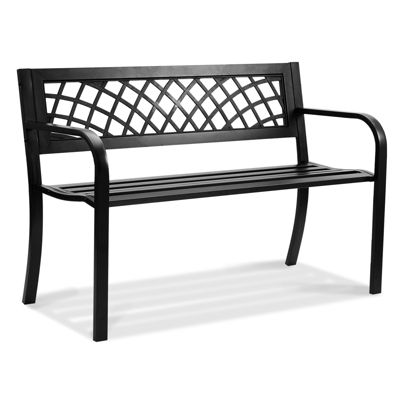 VEVOR Banc jardin 116,3 cm, métal, charge 218 kg, dossier, accoudoirs. Terrasse, parc.