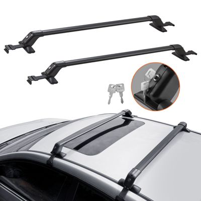VEVOR Barres de toit transversales 2 PCs, aluminium charge 70,3 kg, installation facile, toit nu, noir.