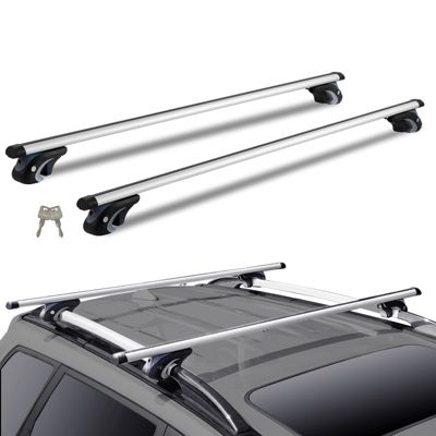 VEVOR Barres transversales toit universelles 132 cm, aluminium, rails latéraux surélevés, verrous.