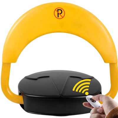 VEVOR Barrière de parking rabattable, télécommande 15m, alarme intégrée, pour espaces privés et commerciaux.