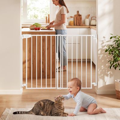 VEVOR Barrière de Sécurité Bébé Chien Largeur 720-1085 mm Hauteur 920 mm Blanc