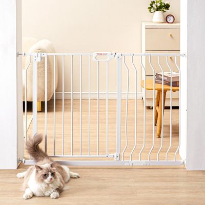 VEVOR Barrière de sécurité extensible 75-123 cm, hauteur 76 cm. Fermeture automatique, sans perçage. Pour escalier, enfants.