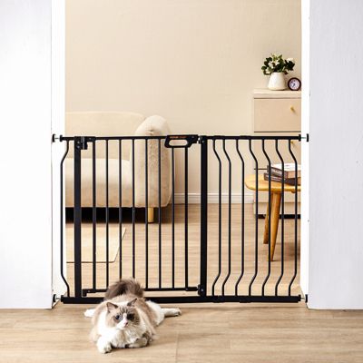 VEVOR Barrière sécurité extensible 75-123 cm, hauteur 76 cm. Fermeture auto, sans perçage, pour escalier, couloir, enfants.