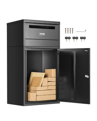 VEVOR Boîte à colis 500x325x909mm acier galvanisé, verrouillable à clés, antivol, résistante intempéries, extérieur, noir.