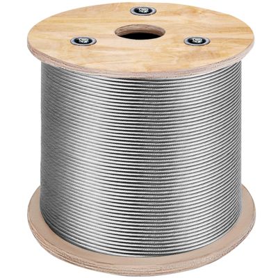 VEVOR Câble acier inoxydable 316, 150m, résistance rupture 771kg, construction 7x7, pour corde à linge, clôtures.