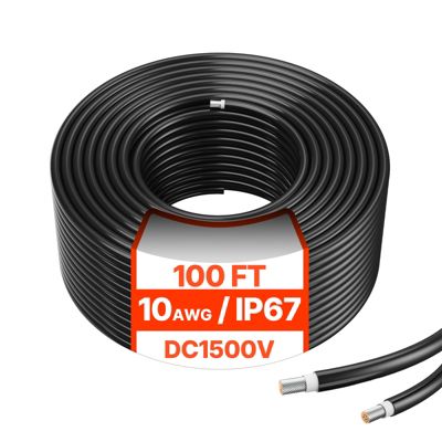 VEVOR Câble d'Extension de Panneau Solaire 30,48 m 10 AWG Étanche IP67 Noir