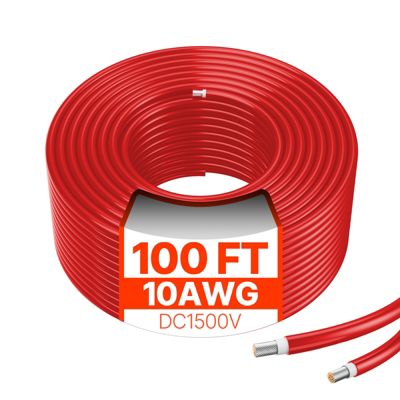 VEVOR Câble d'Extension de Panneau Solaire 30,48 m 10 AWG Étanche IP67 Rouge