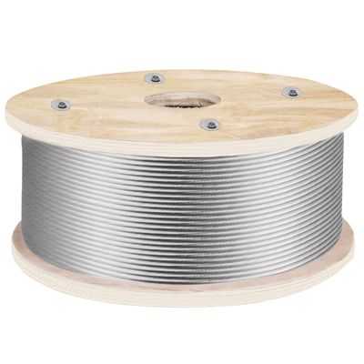 VEVOR Câble inox 152m, acier inoxydable 4.8mm. Bobine fil suspension 1x19, rupture 1905kg. Rampes escalier, corde à linge.