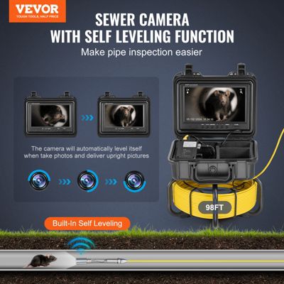 VEVOR Camera inspection 30m: auto-nivellement, ecran 9 1080P, zoom 36X ...