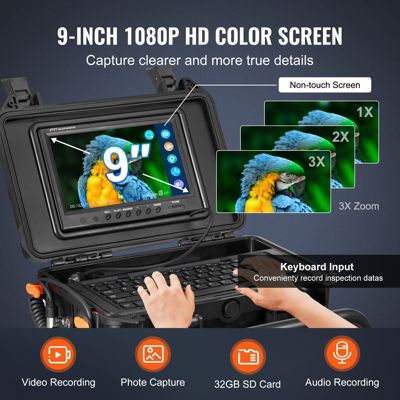 VEVOR Camera inspection 30m: auto-nivellement, emetteur 512Hz, compteur ...