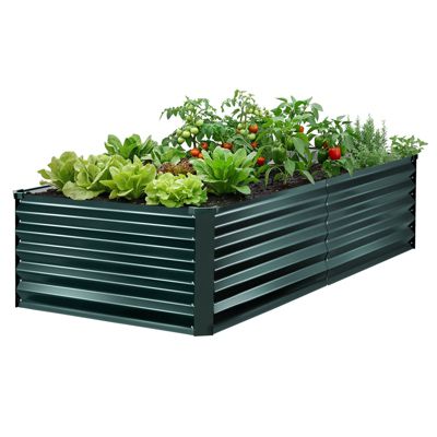 VEVOR Carré Potager Surélevé Métal Rectangulaire Jardin 203x102x46 cm Vert Foncé