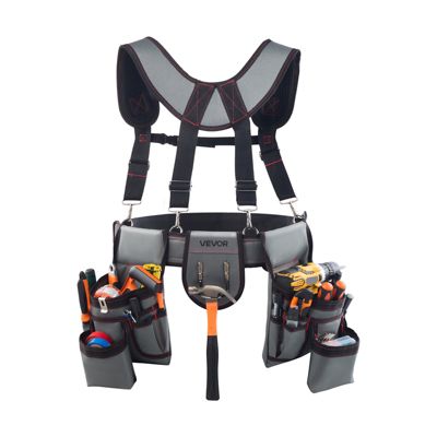 VEVOR Ceinture Porte Outil Bretelles 22 Poches 81-173 cm Sacoche Charpentier
