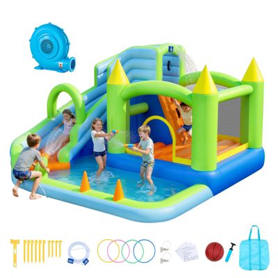 VEVOR Château Gonflable Aire de Jeux Enfant 344x374x213 cm Toboggan Aquatique